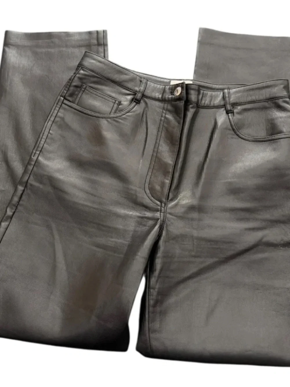 Aritzia Wilfred Melina High Rise Faux Leather Straight Pants Black 10